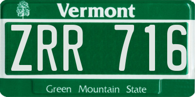 VT license plate ZRR716