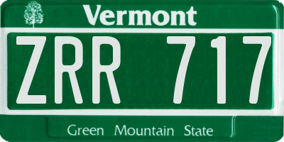 VT license plate ZRR717