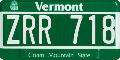 VT license plate ZRR718