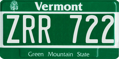 VT license plate ZRR722