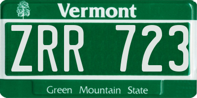 VT license plate ZRR723