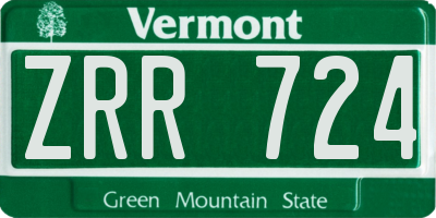 VT license plate ZRR724