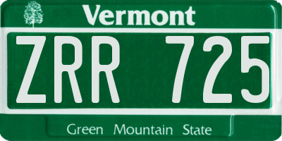 VT license plate ZRR725