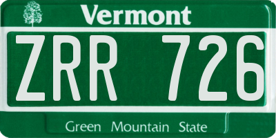 VT license plate ZRR726