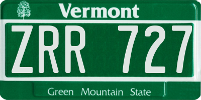 VT license plate ZRR727