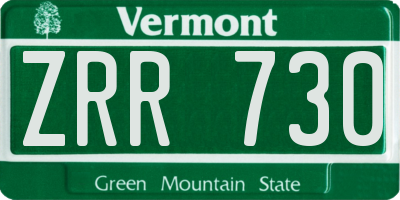 VT license plate ZRR730