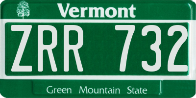 VT license plate ZRR732