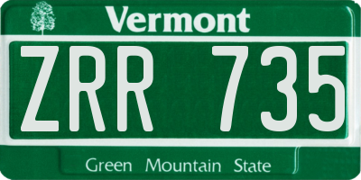 VT license plate ZRR735