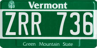 VT license plate ZRR736