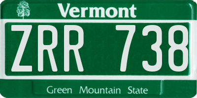 VT license plate ZRR738