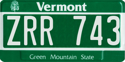 VT license plate ZRR743