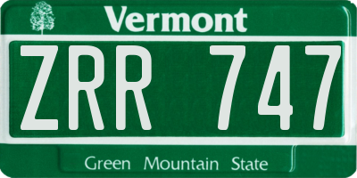 VT license plate ZRR747