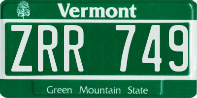 VT license plate ZRR749