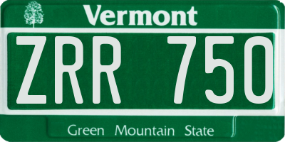 VT license plate ZRR750