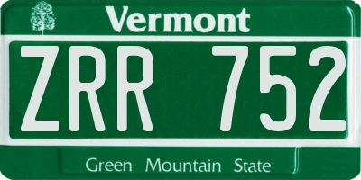 VT license plate ZRR752