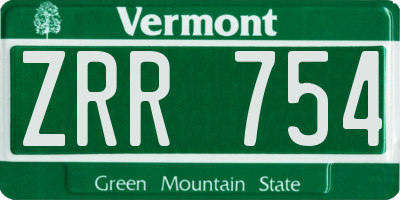 VT license plate ZRR754