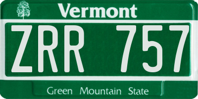 VT license plate ZRR757