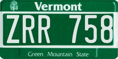 VT license plate ZRR758