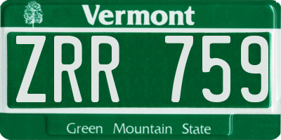 VT license plate ZRR759