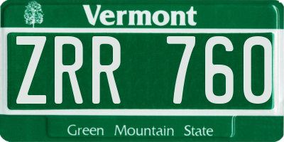VT license plate ZRR760