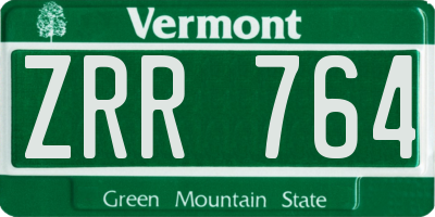 VT license plate ZRR764