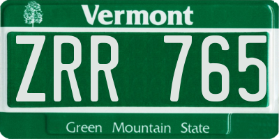 VT license plate ZRR765