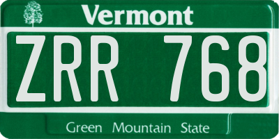VT license plate ZRR768