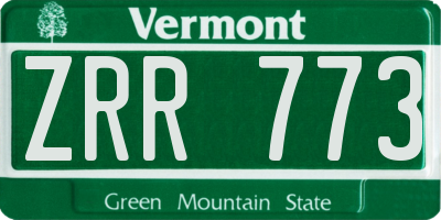 VT license plate ZRR773