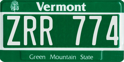 VT license plate ZRR774