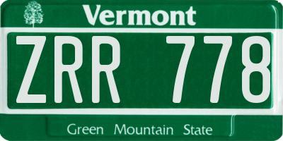 VT license plate ZRR778