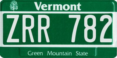 VT license plate ZRR782