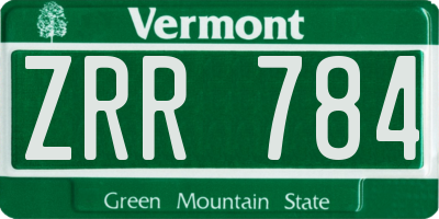 VT license plate ZRR784