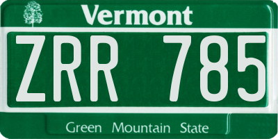 VT license plate ZRR785