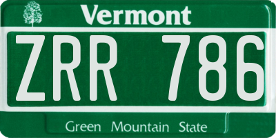 VT license plate ZRR786