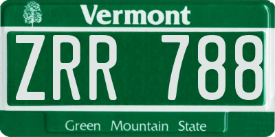 VT license plate ZRR788