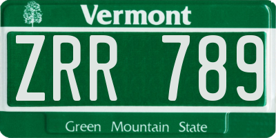 VT license plate ZRR789