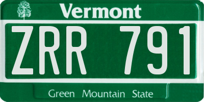 VT license plate ZRR791