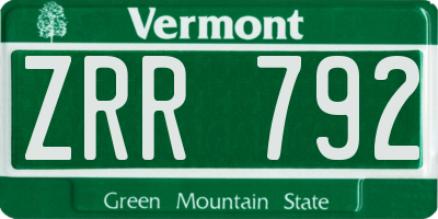 VT license plate ZRR792