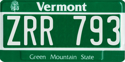 VT license plate ZRR793