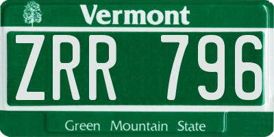VT license plate ZRR796
