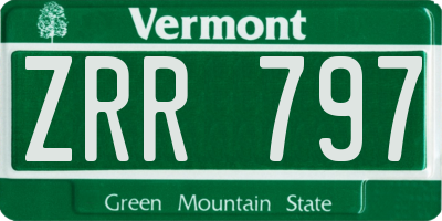 VT license plate ZRR797