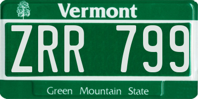 VT license plate ZRR799