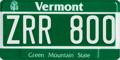 VT license plate ZRR800
