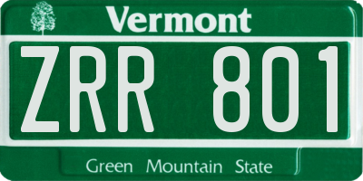 VT license plate ZRR801