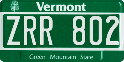 VT license plate ZRR802