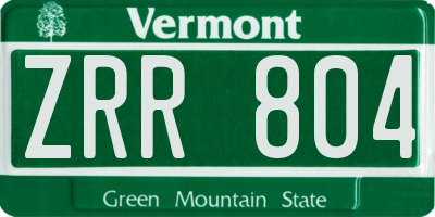 VT license plate ZRR804