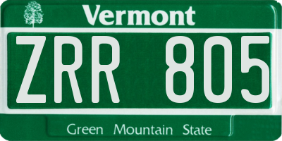 VT license plate ZRR805