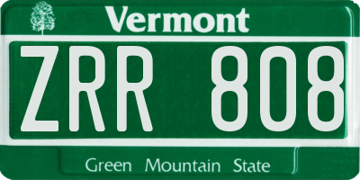VT license plate ZRR808
