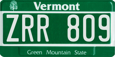 VT license plate ZRR809