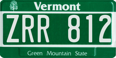 VT license plate ZRR812